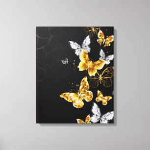 Gold and white butterflies canvas print