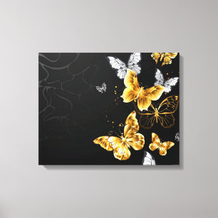 Gold and white butterflies canvas print