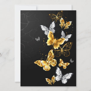 Gold and white butterflies card