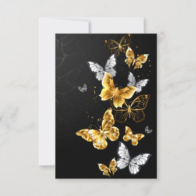 Gold and white butterflies card (Front)