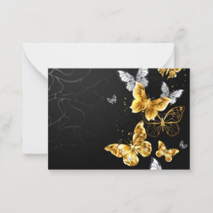 Gold and white butterflies card