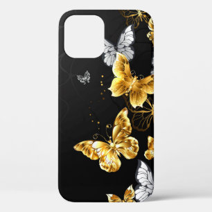 Gold and white butterflies iPhone 12 case