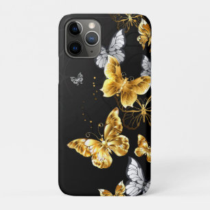 Gold and white butterflies iPhone 11 pro case