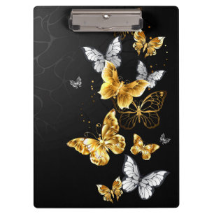 Gold and white butterflies clipboard