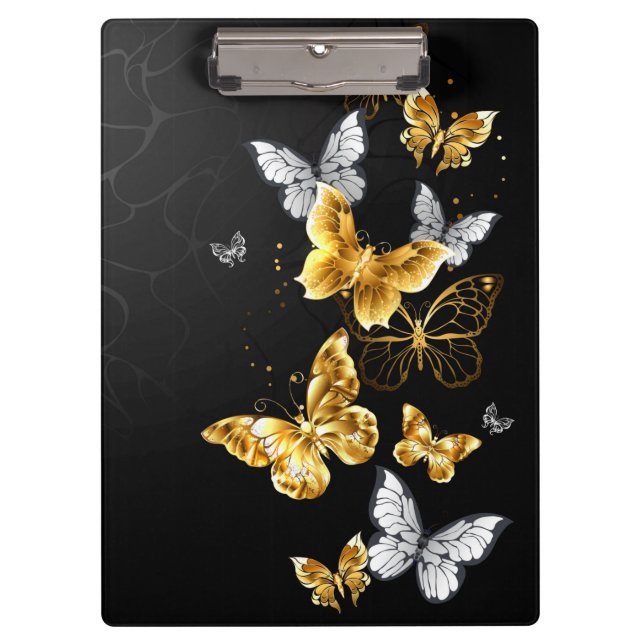 Gold and white butterflies clipboard (Front)