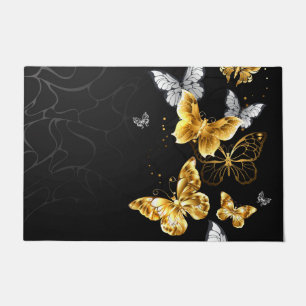 Gold and white butterflies doormat