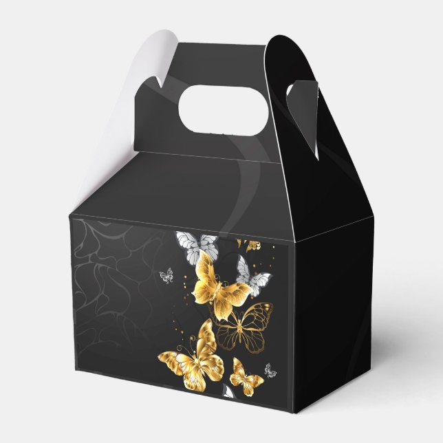 Gold and white butterflies favor box (Front Side)