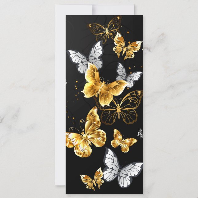 Gold and white butterflies invitation (Front)