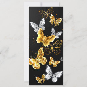 Gold and white butterflies invitation