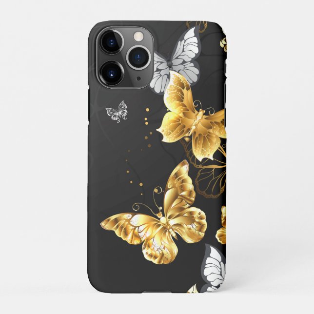 Gold and white butterflies iPhone case (Back)