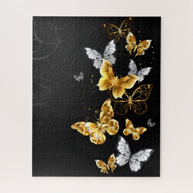 Gold and white butterflies jigsaw puzzle (Vertical)