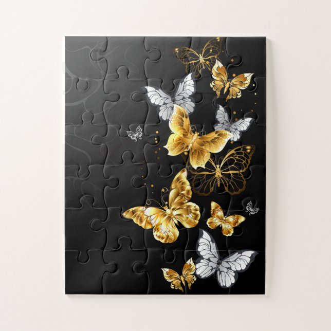 Gold and white butterflies jigsaw puzzle (Vertical)