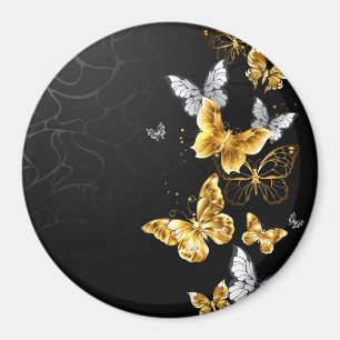 Gold and white butterflies magnet