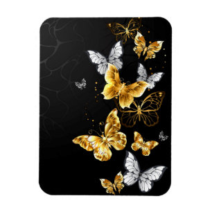Gold and white butterflies magnet