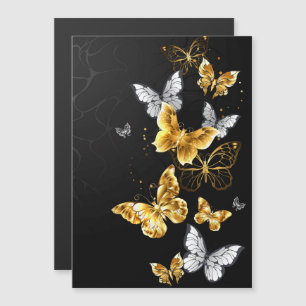 Gold and white butterflies magnetic invitation