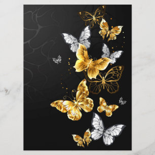 Gold and white butterflies menu