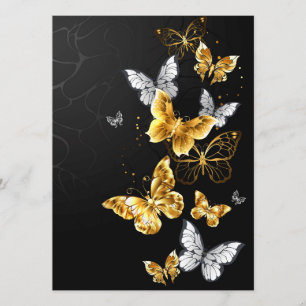 Gold and white butterflies menu