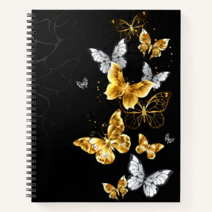 Gold and white butterflies notebook