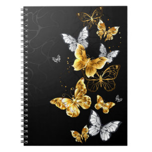 Gold and white butterflies notebook