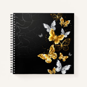 Gold and white butterflies notebook
