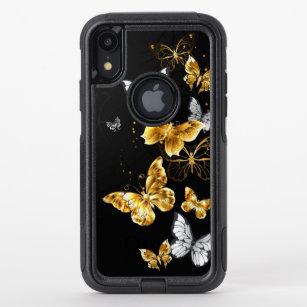 Gold and white butterflies OtterBox commuter iPhone XR case