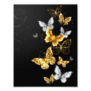 Gold and white butterflies photo print