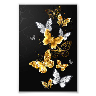 Gold and white butterflies photo print