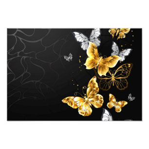 Gold and white butterflies photo print