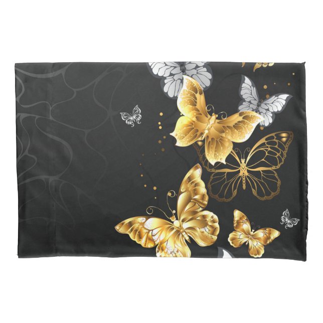 Gold and white butterflies pillowcase (Front)