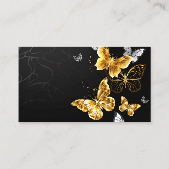 Gold and white butterflies place card (Front)