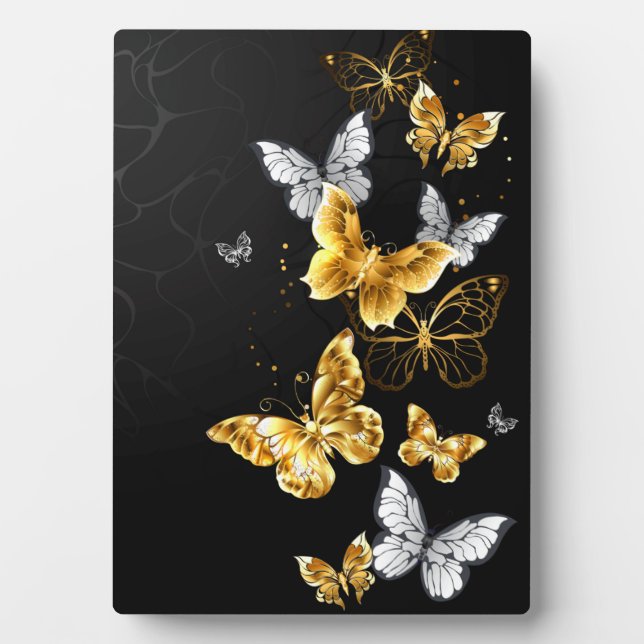 Gold and white butterflies plaque (Front)