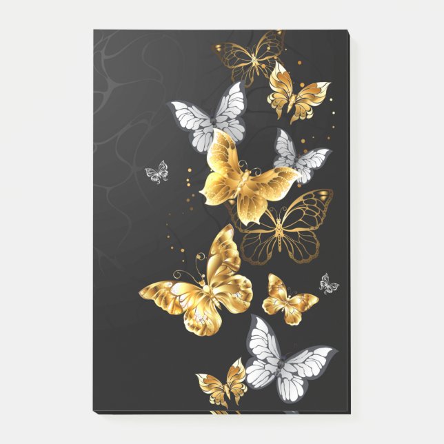 Gold and white butterflies post-it notes (Front)