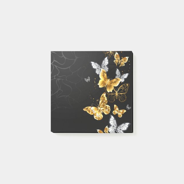 Gold and white butterflies post-it notes (Front)