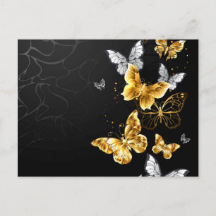 Gold and white butterflies postcard