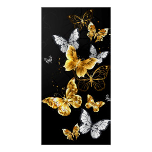 Gold and white butterflies poster
