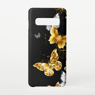 Gold and white butterflies samsung galaxy case