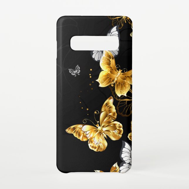 Gold and white butterflies samsung galaxy case (Back)