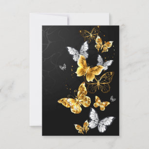 Gold and white butterflies save the date