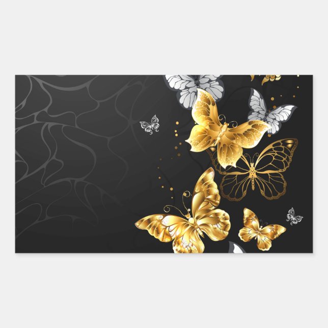 Gold and white butterflies sticker (Front)