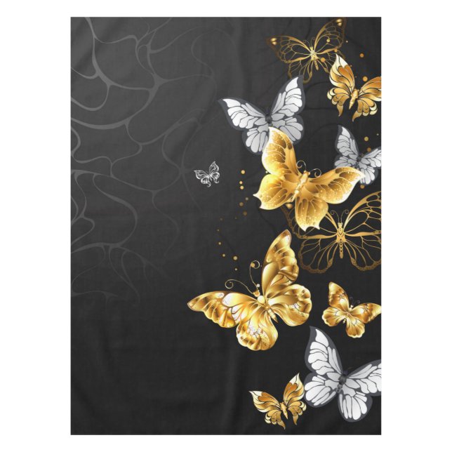Gold and white butterflies tablecloth (Front)