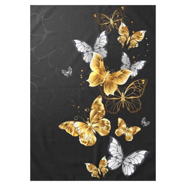 Gold and white butterflies tablecloth (Front)