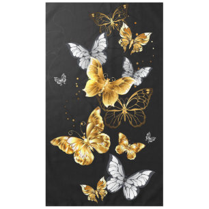 Gold and white butterflies tablecloth