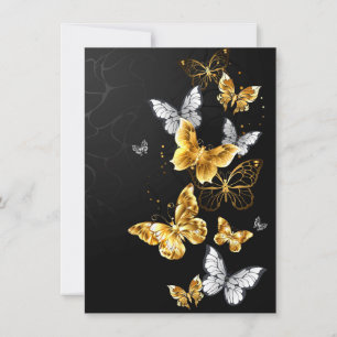 Gold and white butterflies thank you card