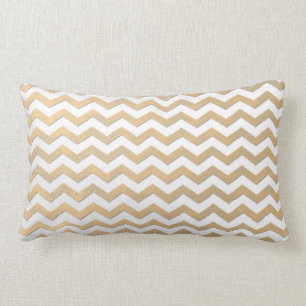Gold and White Chevron Pattern Lumbar Pillow