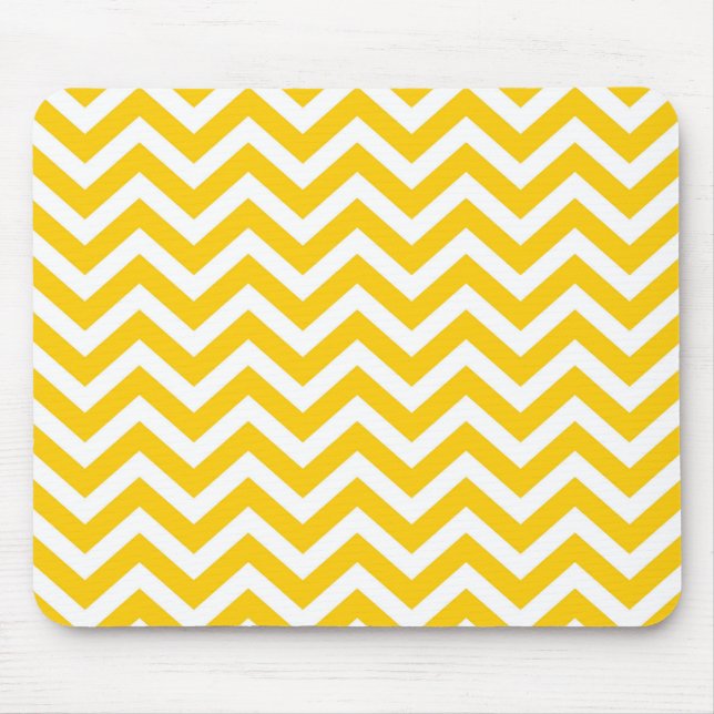 Gold and White Chevron Pattern Mouse Pad (Front)