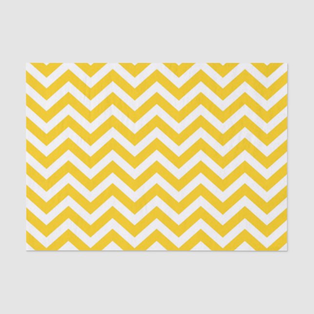 Gold and White Chevron Pattern Tissue Paper (Front)