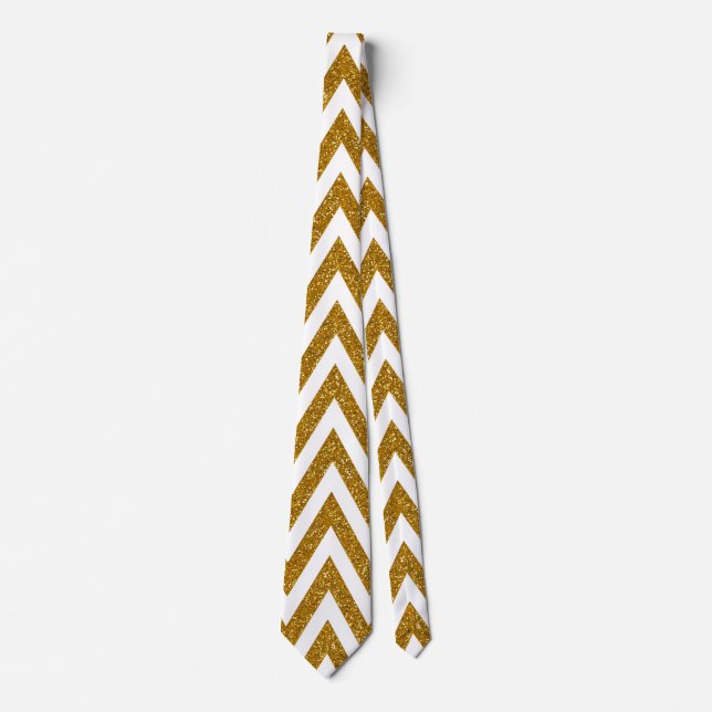 Gold and White Chevron Tie (Front)