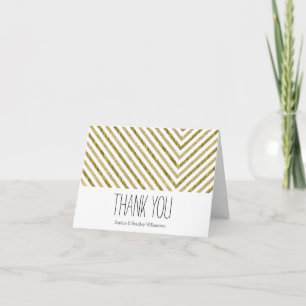 Gold and White Chic Chevron Thank You