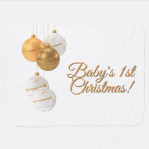 Gold and White Christmas Balls Baby's 1st