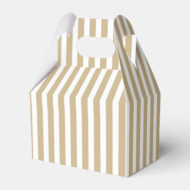 Gold and White Christmas Candy Cane Stripes Favor Box (Front Side)